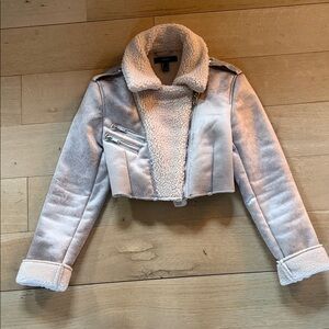 Forever 21 Cream Shearling Bomber Jacket